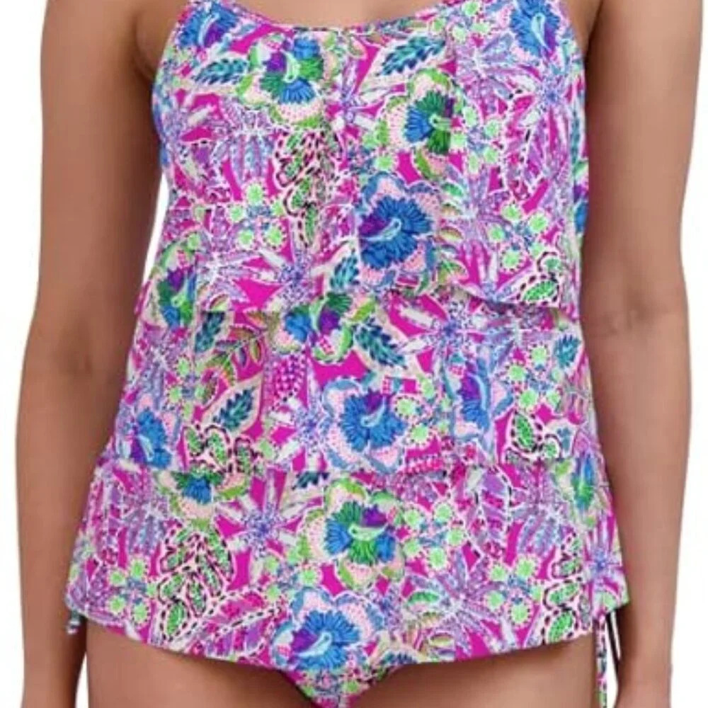 NWT Stella Parker Collection Plus Size Multicolor Floral Two Piece Swim Size 22W
